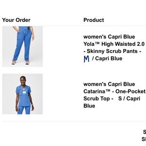 Figs set limited edition “Capri Blue” Small Catarina medium high waisted yola